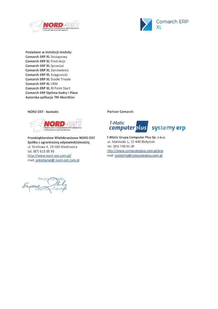 Nord Ost, referencje Comarch ERP XL 2024 podpisany skan_page-0002